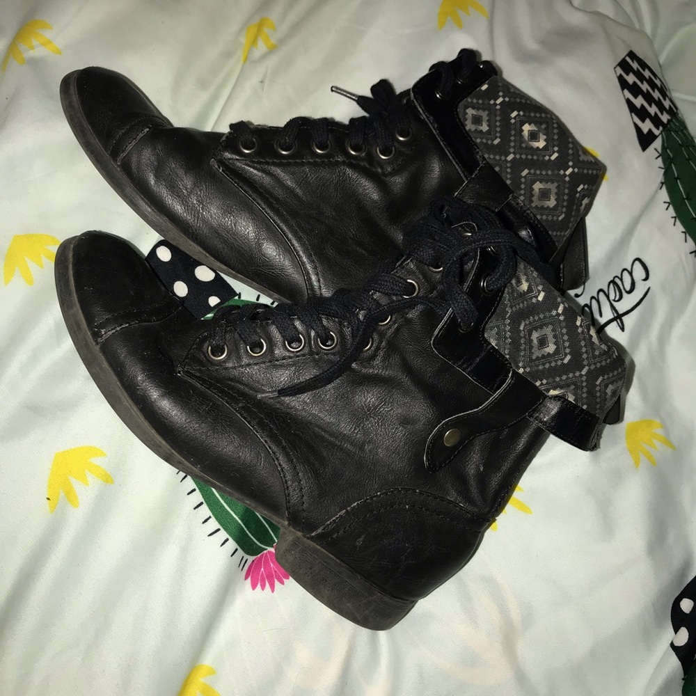 Black leather boots